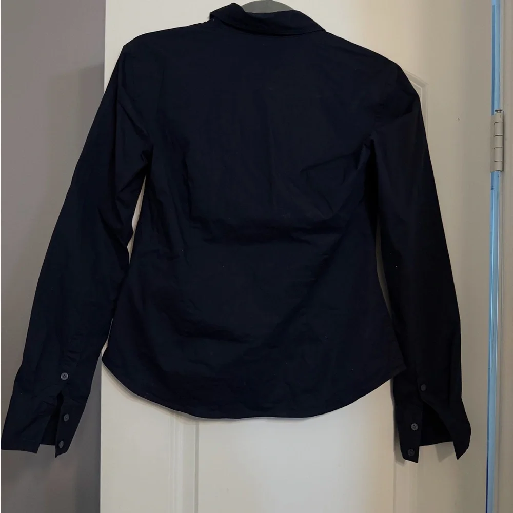 Boden Saskia Stretch Cotton Shirt Navy Size 4R - Picture 7 of 7